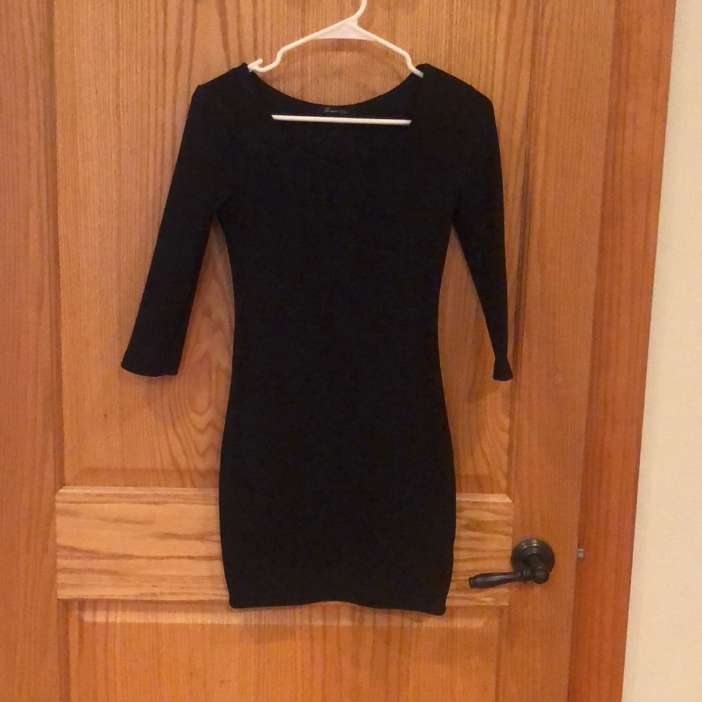 Ribbed black mini dress